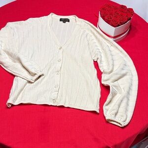 On-Trend Cream Cardigan with Bell Sleeves